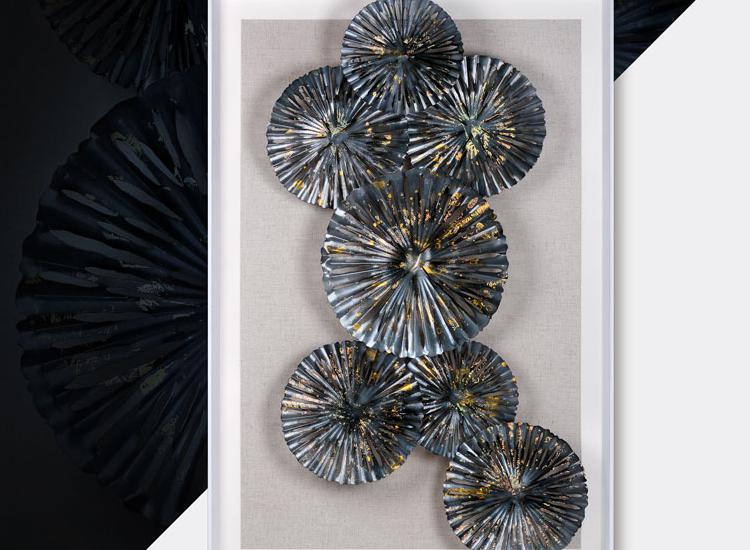 玄關(guān)裝飾畫 工業(yè)風(fēng)客廳沙發(fā)軟裝實物 立體手工鐵藝金屬酒店壁飾