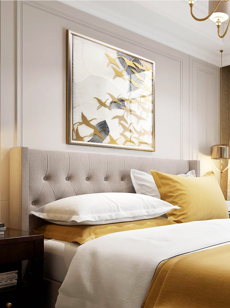 新品輕奢玄關掛畫 實物畫 客廳樣板房裝飾畫 方形純手繪油畫 歸去來兮