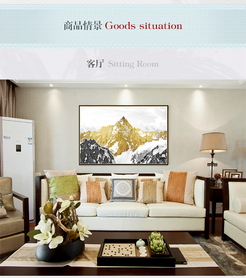 現(xiàn)代油畫 客廳別墅沙發(fā)背景墻掛畫 靠山招財畫 純手繪油畫 雪山圣景（單）