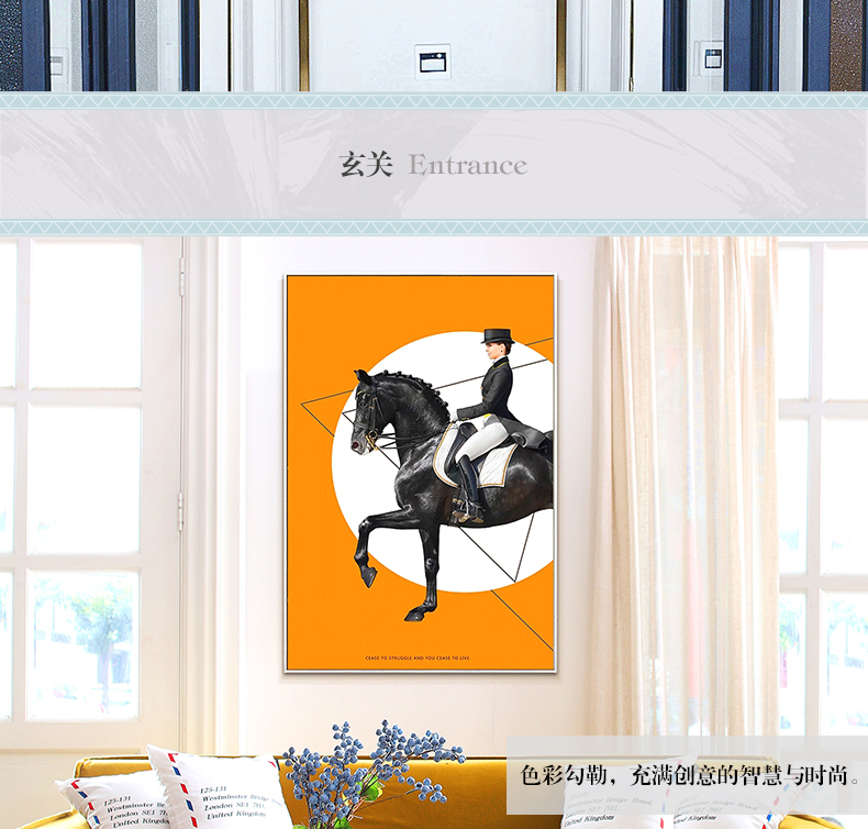 現(xiàn)代簡(jiǎn)約客廳裝飾畫 歐式玄關(guān)走廊壁畫 法式晶瓷畫 純手繪油畫 馬背上的女子