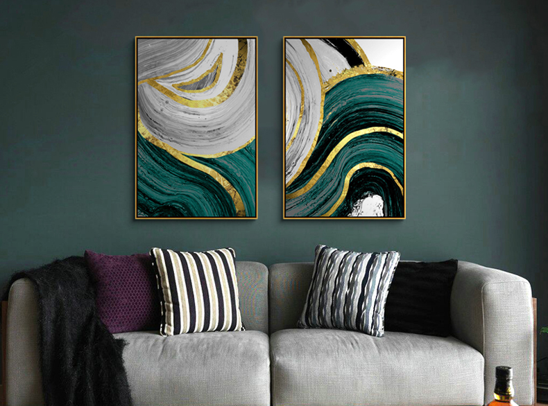 現(xiàn)代簡(jiǎn)約抽象組合客廳玄關(guān)臥室有框掛畫 晶瓷畫 純手繪油畫 靈源