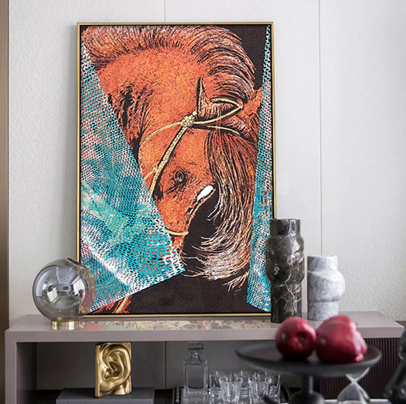 現(xiàn)代創(chuàng)意簡(jiǎn)約客廳裝飾畫(huà) 臥室原創(chuàng)手繪砂巖立體畫(huà) 餐廳環(huán)保PS框掛畫(huà) 駿馬