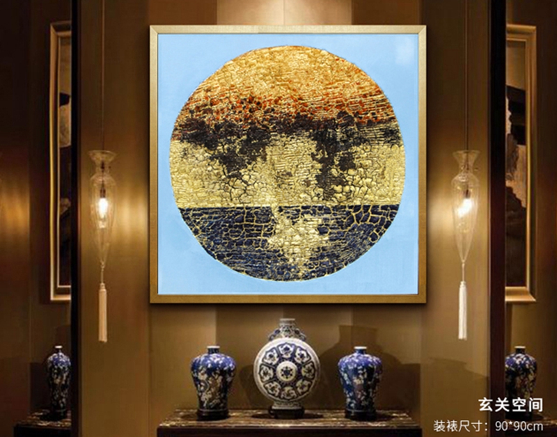 抽象客廳裝飾畫 臥室原創(chuàng)純手繪抽象畫 玄關(guān)鋁合金框掛畫 抽象畫4