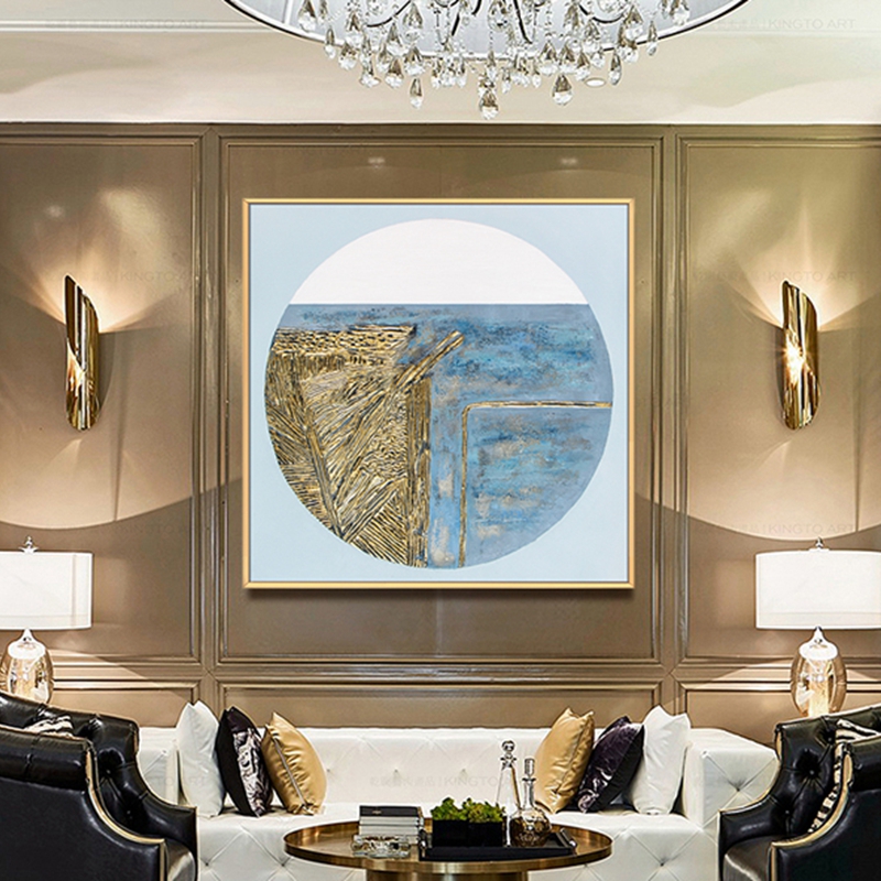 抽象客廳裝飾畫 臥室原創(chuàng)純手繪抽象畫 走廊過(guò)道鋁合金框掛畫 抽象畫3