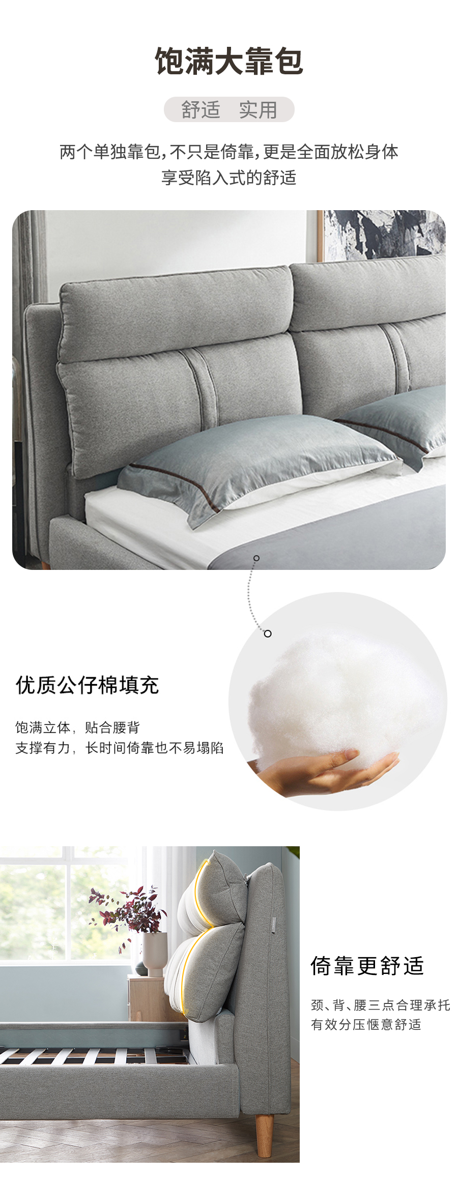 星空梵高 北歐風格 布藝軟包高背床 天使之城 986#